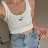 Adult Libby Monogram Tank in Classic Font - White/Black