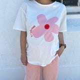 Adult Faye Relaxed Flower Tee - White/Pink