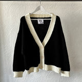 Adult Maeve Contrast Knit Cardigan - Black/Cream