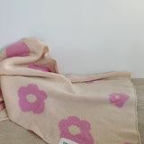 Flora Knitted Blanket - Cream/Pink