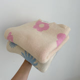 Flora Knitted Blanket - Cream/Pink