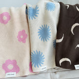 Flora Knitted Blanket - Cream/Pink