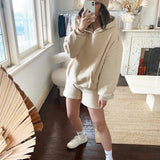 Adult Rumi Logo Hoodie Shorts - Beige