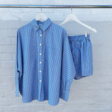 Adult Isla Stripe Cotton Set - Blue/White/Navy Stripe