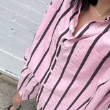 Adult Isla Stripe Cotton Set - Pink/Chocolate Stripe