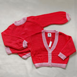 Adult Maeve Contrast Knit Cardigan - Red/Pink