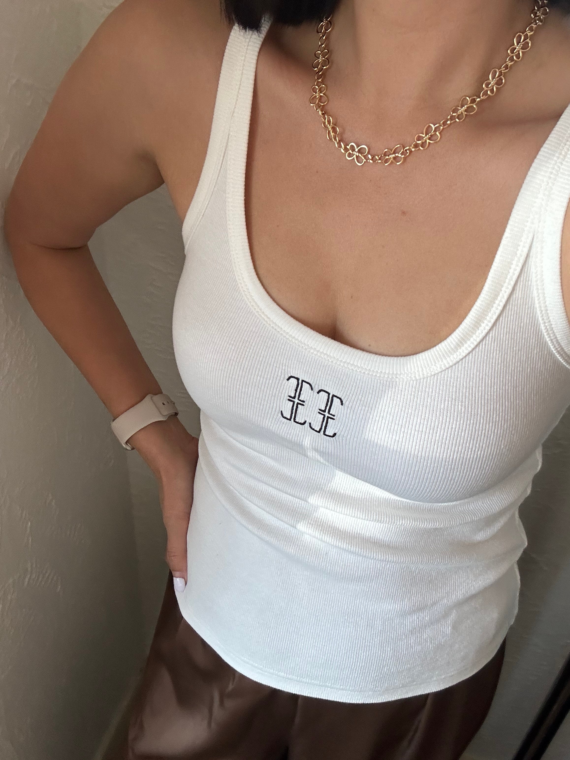 Adult Libby Monogram Tank - White/Black