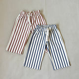 Billie Stripe Cotton Pants - Cream/Blue Stripe