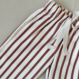 Billie Stripe Cotton Pants - Cream/Maroon Stripe