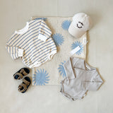 Mabel Stripe Cotton Bodysuit - Cream/Blue Stripe