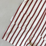 Ellis Stripe Cotton Overalls - Cream/Maroon Stripe