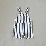 Ellis Stripe Cotton Overalls - Cream/Blue Stripe