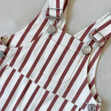 Ellis Stripe Cotton Overalls - Cream/Maroon Stripe