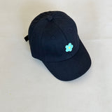 Floral Embroidery Cap - Black