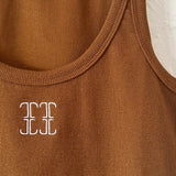 Adult Libby Monogram Tank - Cinnamon/White