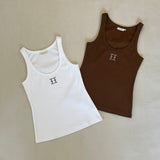 Adult Libby Monogram Tank - Cinnamon/White