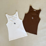 Adult Libby Monogram Tank in Classic Font - Cinnamon/White