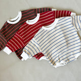 Mabel Stripe Cotton Bodysuit - Red/Cream Stripe