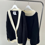 Adult Maeve Contrast Knit Cardigan - Black/Cream