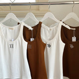 Adult Libby Monogram Tank in Classic Font - Cinnamon/White