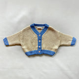 Zuri Contrast Knit Cardigan - Cream/Blue