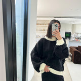 Adult Mia Contrast Knit Jumper - Black/Cream